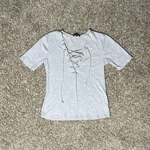 Women’s Gray Lace Up Top